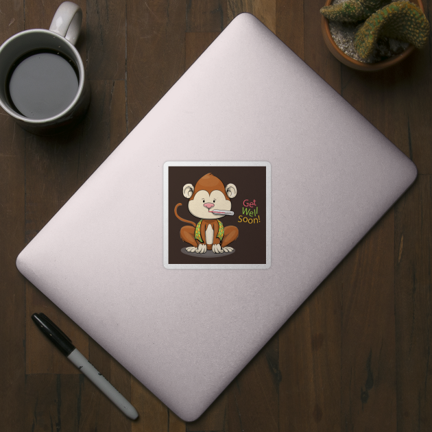 Get Well Soon Cute Monkey by Mako Design 